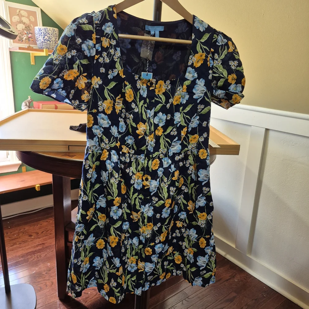 Draper James Floral Dress - Navy, Yellow, Light Blue - Picture 1 of 7